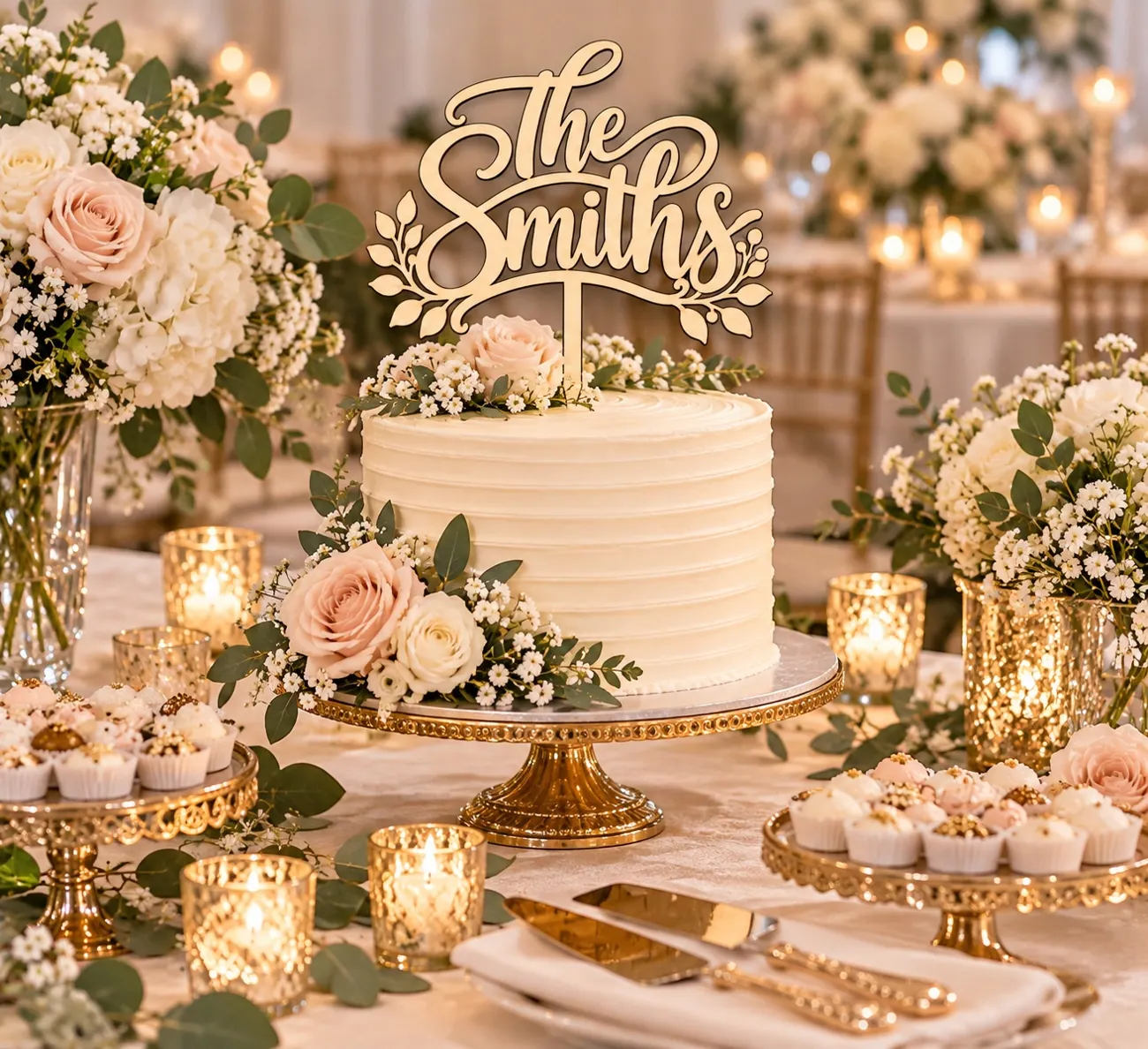 Wedding name cake topper