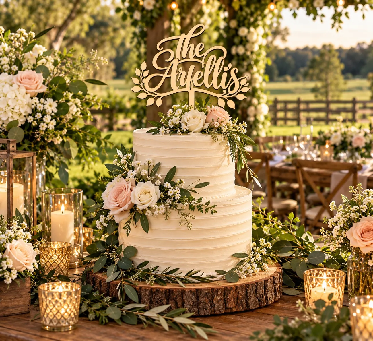 Wedding cake topper — family name