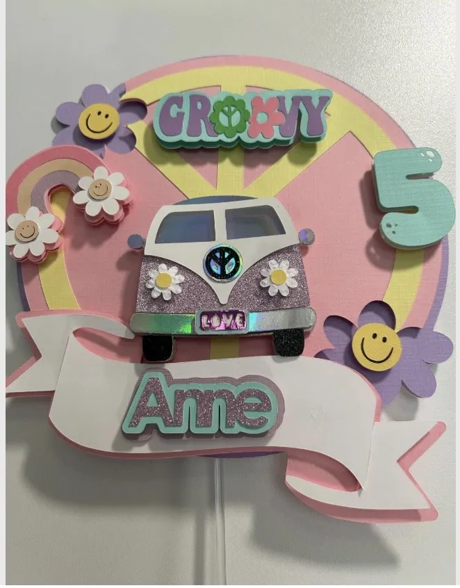 Groovy birthday cake topper