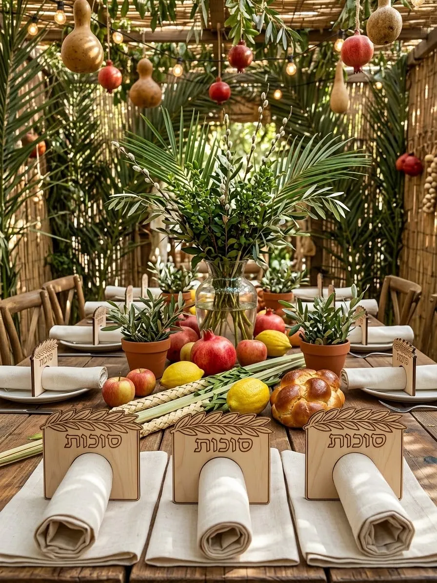 Sukkot wooden napkin rings