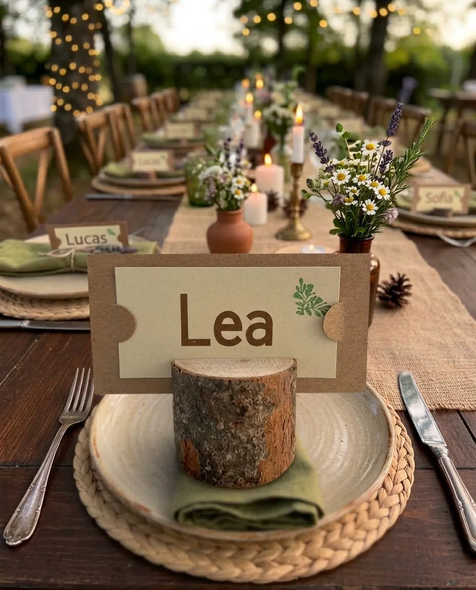 Rustic wooden place card holders