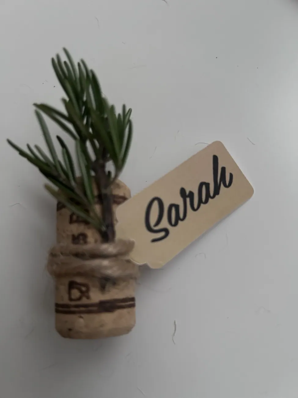 Handmade cork place card